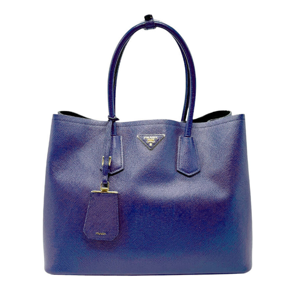Prada Saffiano Cuir Double Tote Bag signature triangle
